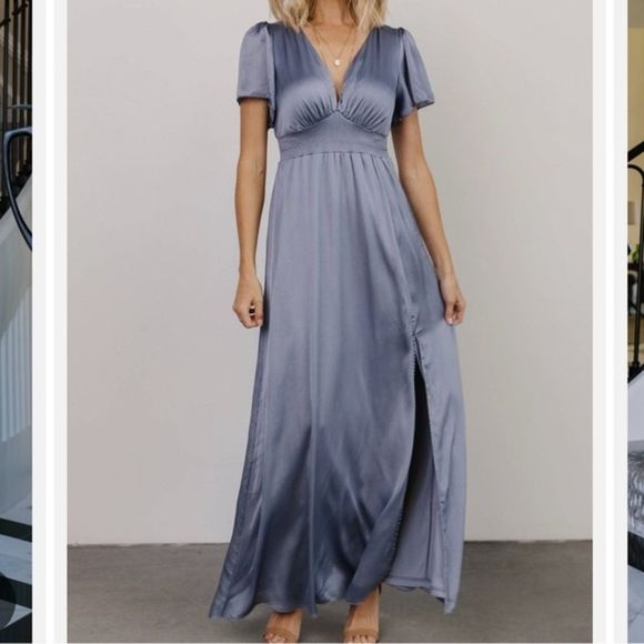 Baltic Born Dresses & Skirts - Baltic Born Prague blue satin maxi dress size small